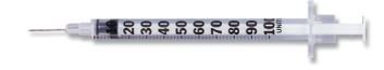 Syringe 1cc Insulin with Needle Ultra-Fine™ Lo-Dose™ 1 mL 29 Gauge 1/2 Inch Attached Needle Without Safety by BD  ID 324704
